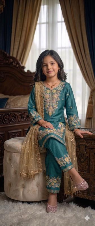 NEW COLOUR RRK  002 GMY SILK Blue Affordable kids clothes in Gujarat